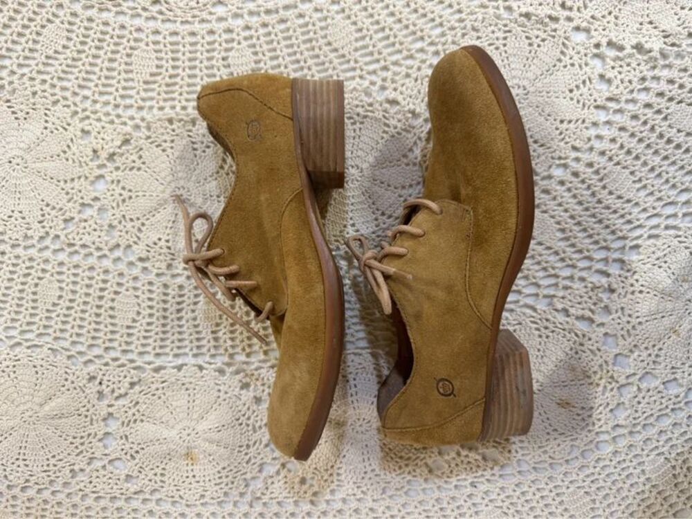 Born Suede Lace-Up Ankle Boots โ Mustard Camel Brown